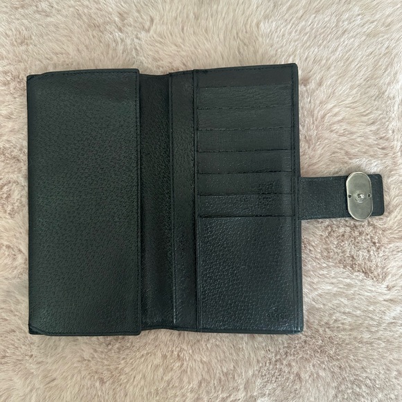 Gucci “G” Black Leather Trim Continental Wallet Authentic EUC - Picture 8 of 14